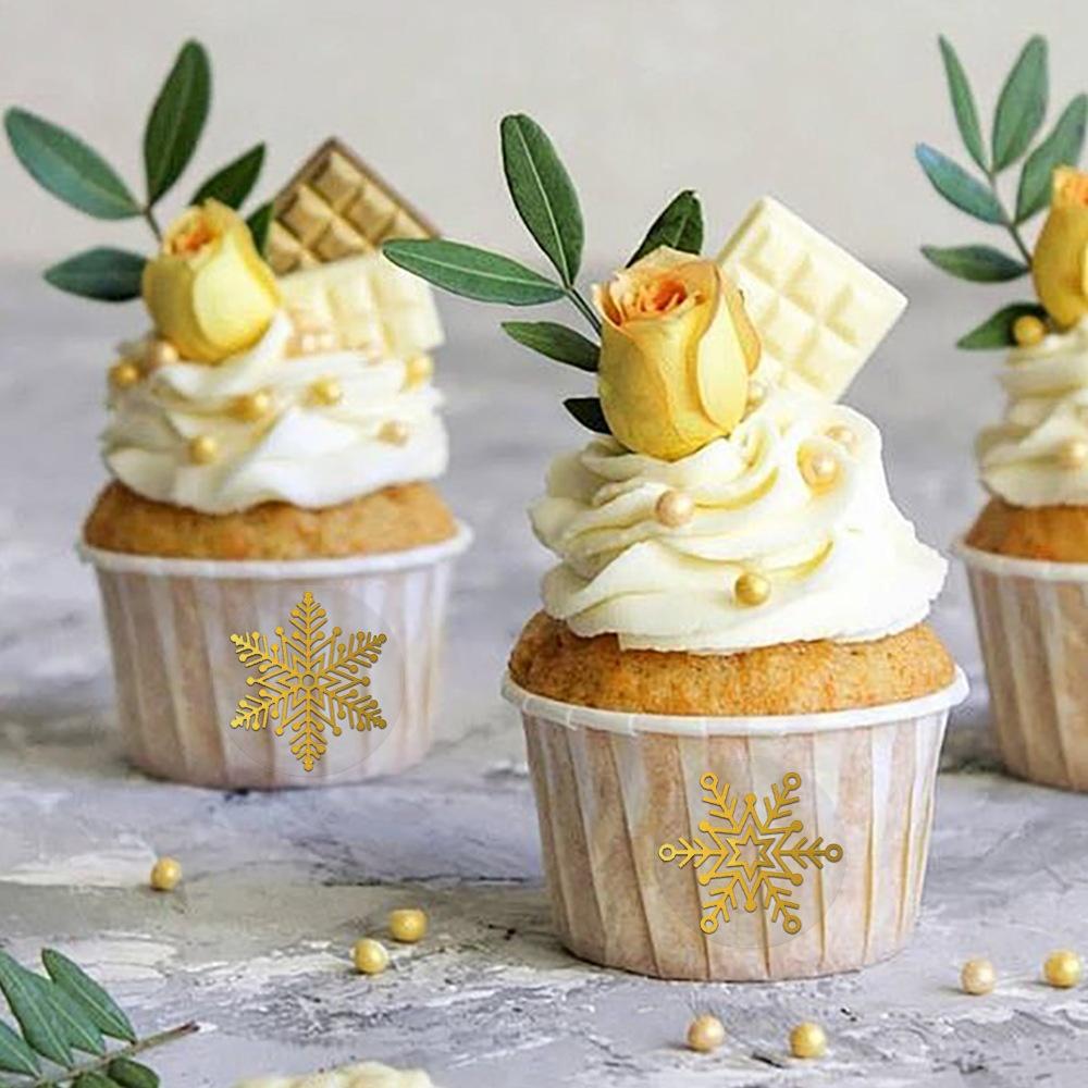 500pcs/Roll Golden Snowflake Christmas Stickers Transparent Self-Adhesive Decoration Holiday DIY Crafts Scrapbooking Supplies