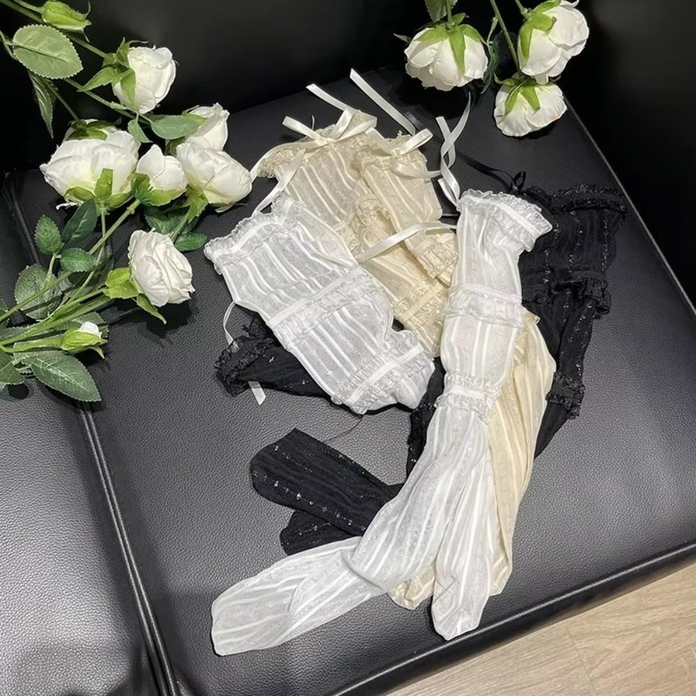 Lace Ribbon Ballet Middle Tube Socks Mesh Breathable Ruffle Trim Bow Lace Socks Bowknot Design Lolita Stockings Women