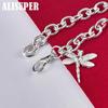 925 Sterling Silver AAA Zircon Dragonfly Pendant Bracelet Jewelry