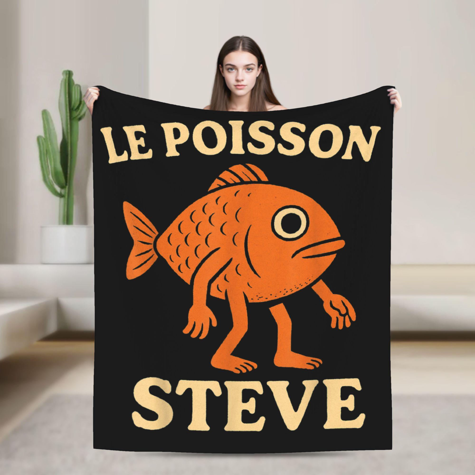 

Funny Fish Le Poisson Steve Meme Fleece Throw Blanket Trending for Sofa Knitted Blanket Outdoor Warm Multifunction 75x90cm
