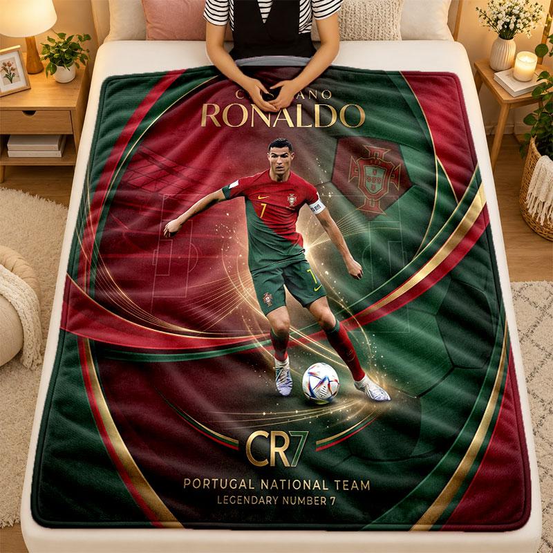 Flannel BlanketCristiano Ronaldo Warm Soft Throw Blanket for Indoor Sofa Bed Living Room Use