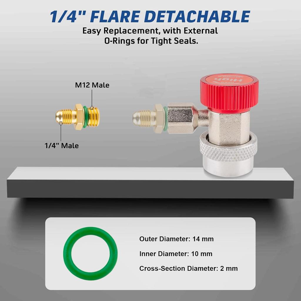 2PCS Superior Efficiency R134A Refrigerant Adapter And Hose Fittings, Automotive A/C High/Low Pressure Couplers For Maintenance And Refill