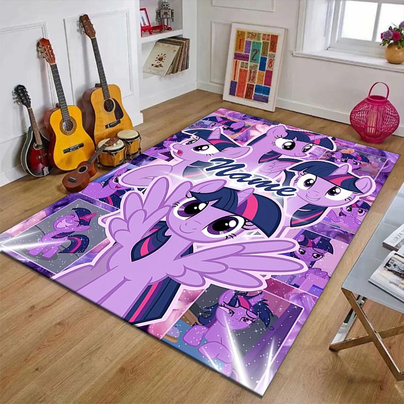 Custom My Little Pony Mat Personalized Name, Polyester Washable Indoor Entryway Rug, Gift for Christmas, Easter, Thanksgiving Day
