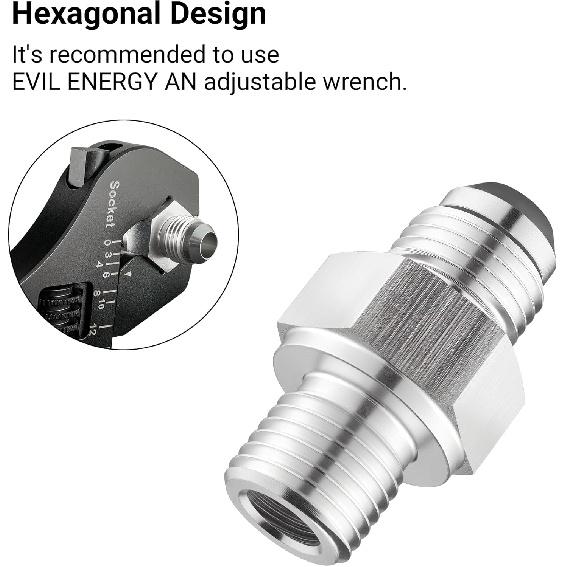 EVIL ENERGY 6AN Vnější kuželový závit na 1/4" NPSM Adaptéry pro vedení chladiče převodovky Hliník, Pasuje na TH350 TH400 4L60E 700R4 200-4R TR6060 AOD 4R100