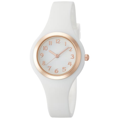 Fieldwork Analog Muffin Watch with Silicone Strap, Women's, White, ASS109-1