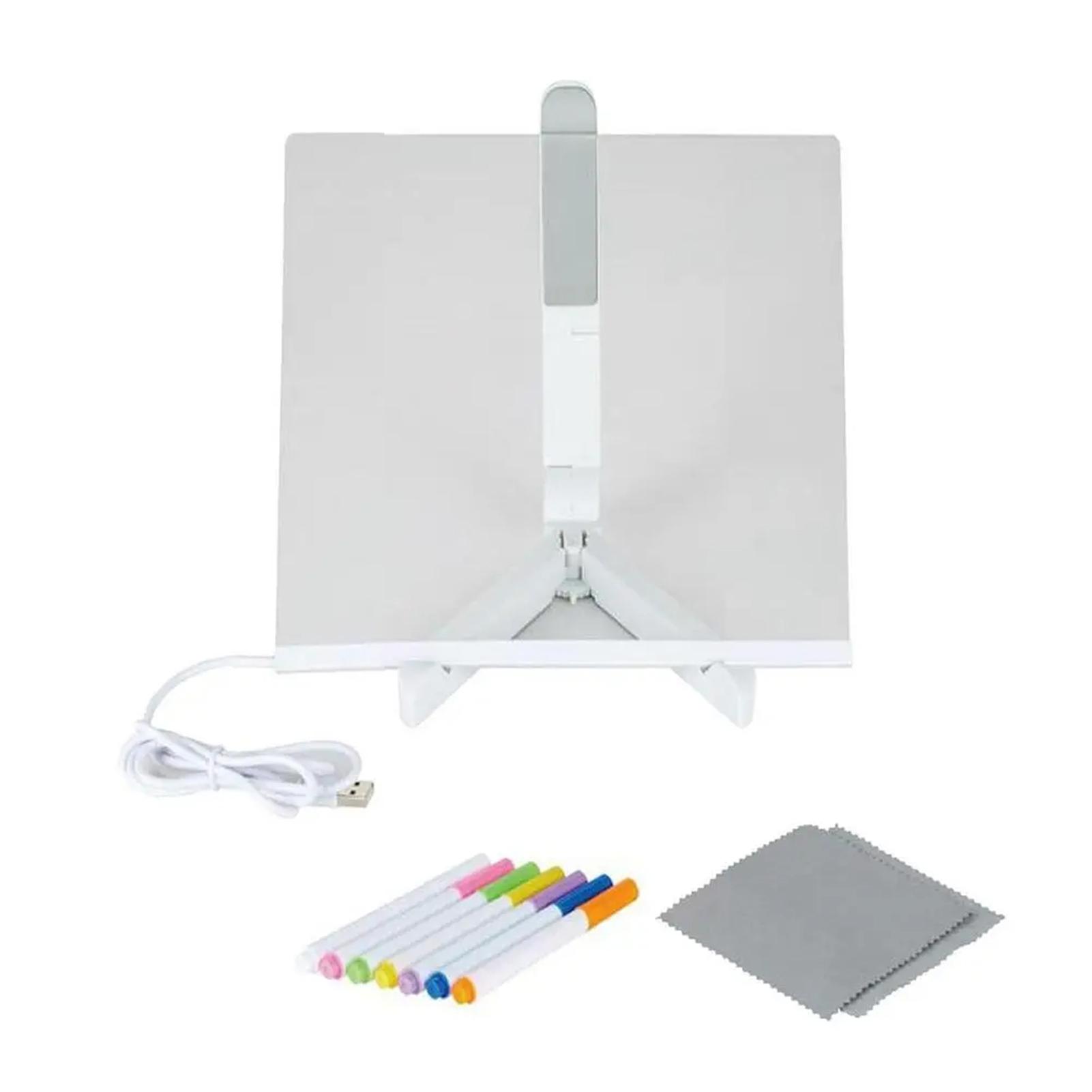 

Transparent Luminous Acrylic Note Board USB LED Night Lights Erasable Write Message Board Calendar Desktop Ornaments Kids Gifts 15x15cm Board&USB Plug