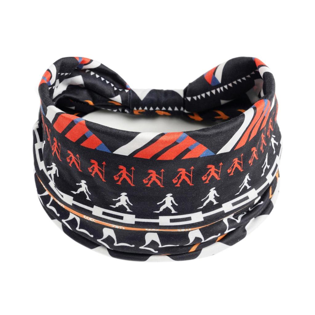 Bohemian Retro Print Yoga Headband: Wide African-Inspired Headscarf for Women