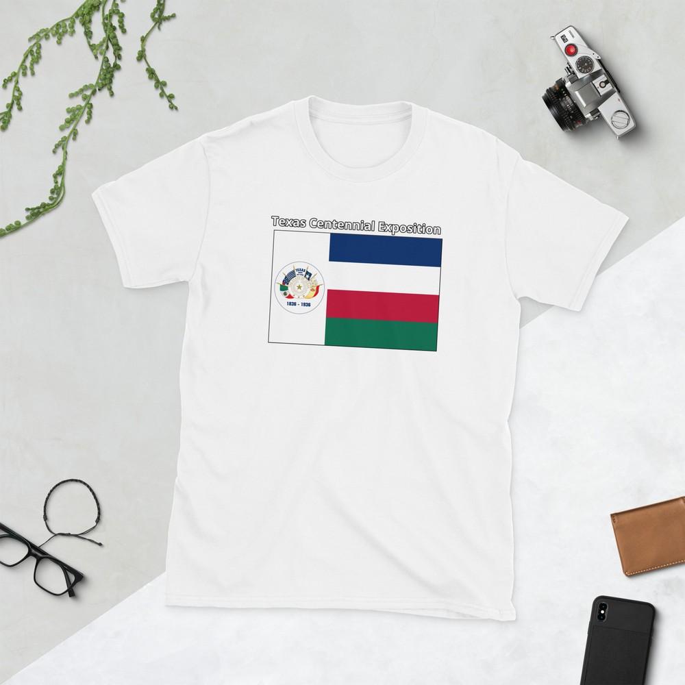 

Texas Centennial Exposition Worlds Fair Flag Short-Sleeve Unisex T-Shirt XL