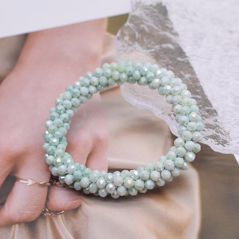 Trendy Bead Bracelet Elastic Handmade Strand Bracelets for Women Gift New Hair Accessory Glass Beads Bracelet