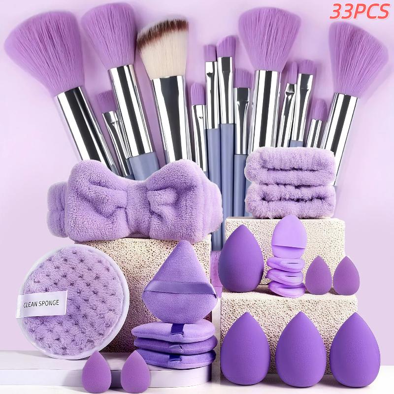 20/33Pcs Beauty Set Makeup Tool Kit Makeup Puff/Makeup Brush/Beauty Sponge For Makeup Application And Removal Of Makeup Full Set