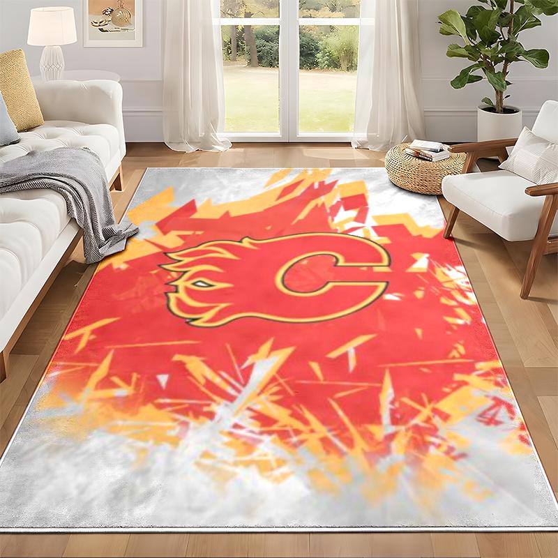 Calgary Flames Carpet Door Mat for Living Room or Bedroom Protective Mat Under Chair Office Decoration Christmas Gift Birthday Present