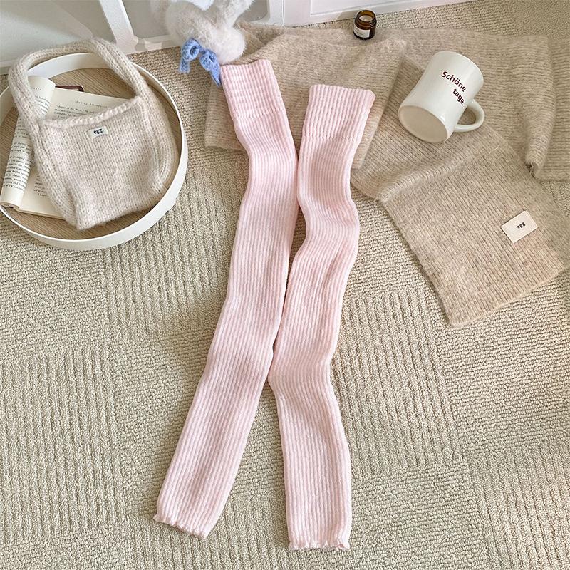 

Women S Yoga Thigh-High Leg Warmers Protection Socks Long Tube Leg Coverings Foot-Stretching Knee-Length Socks рожевий