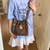 Cute cartoon canvas bag handbag new large capacity shoulder messenger bag student high value shopping bag