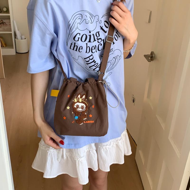 Cute cartoon canvas bag handbag new large capacity shoulder messenger bag student high value shopping bag