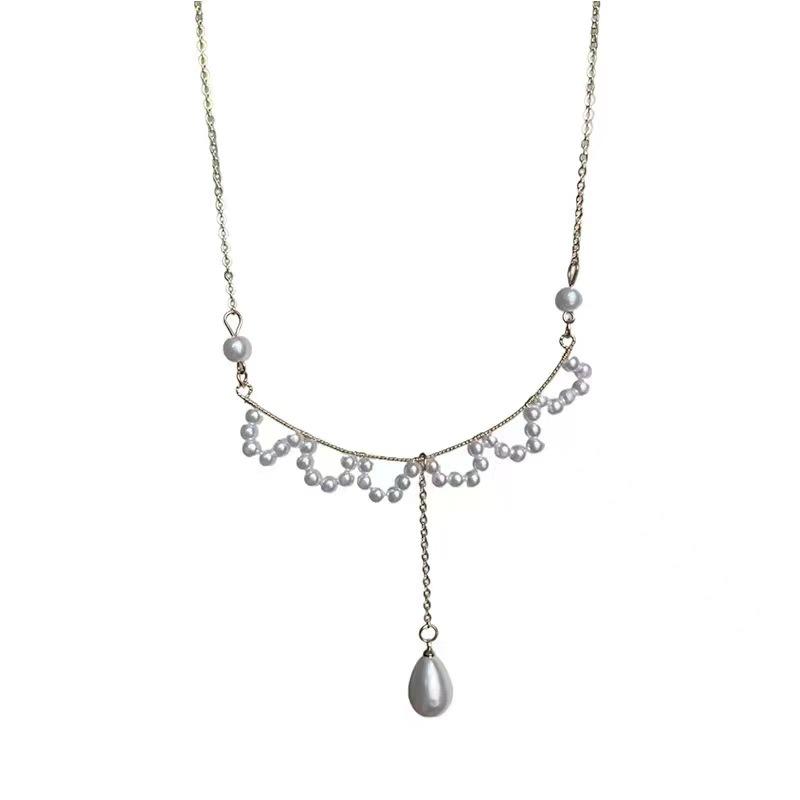 

Princess style pearl lace edge French woven necklace sweet fashion temperament new collarbone chain scar jewelry