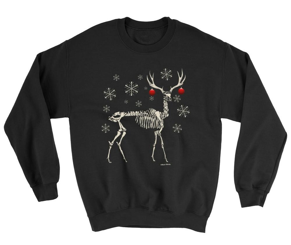 

Kids CHRISTMAS Jumper Reindeer Skeleton Dark Gothic Unisex Funny Sweater Gift S