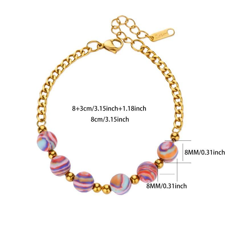 

Новый браслет-макарон с бисером, бирюзовый парный браслет с масляной каплей, простой браслет из нержавеющей стали для подруг, ювелирное изделие