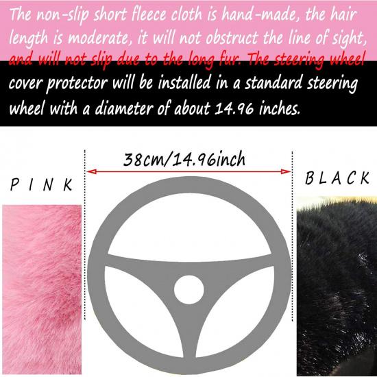 Fluffy Steering Wheel Cover For Women/Girls/Ladies Fuzzy Steering Wheel Cover Winter Warm Faux Wool Plush Car Wheel Cover Furry Steering Wheel