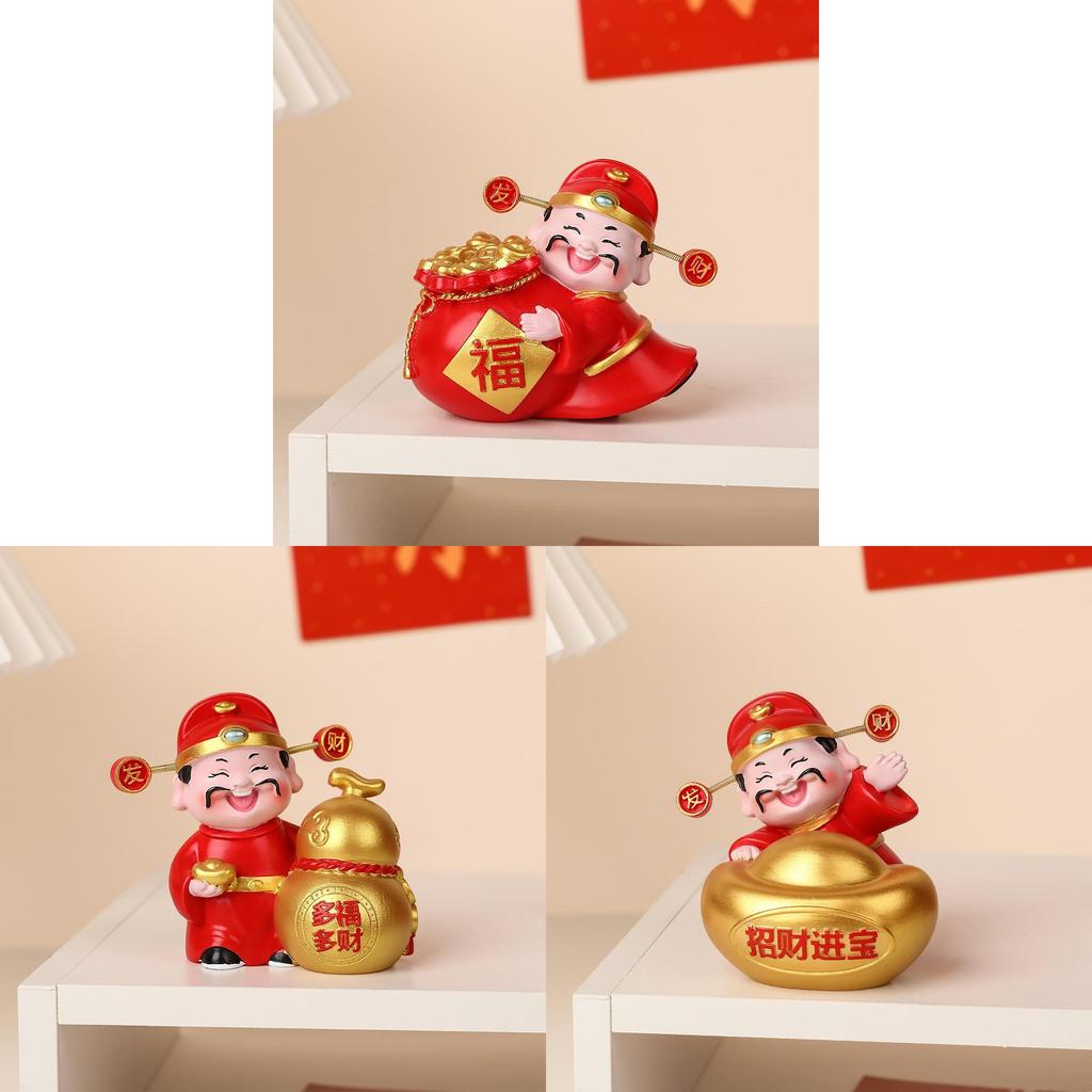 Feng Shui Wealth God Resin Decor With Handpainted Craft For Home Or Office