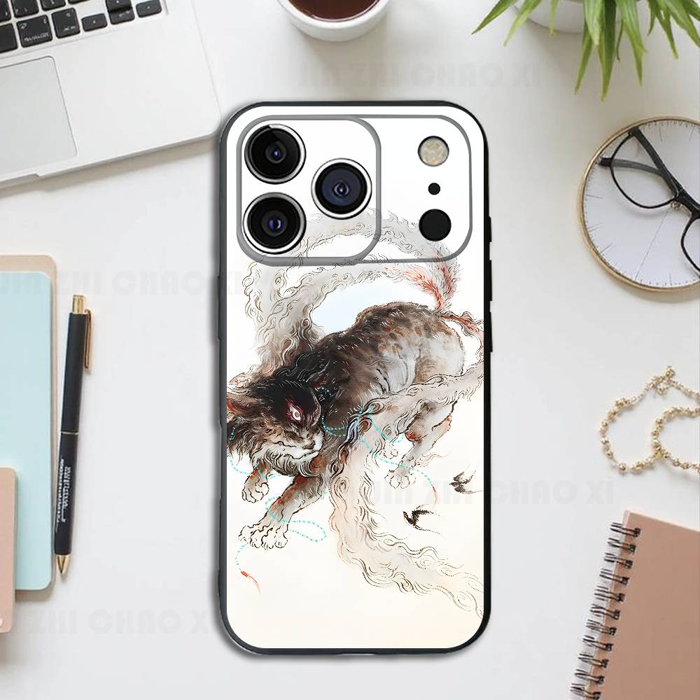 

Shan Hai Jing Black Phone Case For IPhone 17 16 15 14 13 12 13 12 11 Pro Max Plus XS XR Silicone Soft Back Cover iPhone16plus