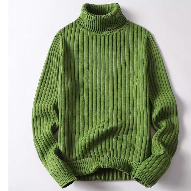 Sweater Men's Autumn and Winter Casual Turtleneck  Solid Color Loose Pullover Long-sleeved Fashion Top