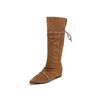 New retro knight boots women's 2025 autumn and winter new boots long boots women's two wear pointed pleated pile women's boots