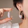 18k Gold Electroplated Zircon C-shaped Pearl Earrings for Women European and American Exaggerated Hoop Earrings High-end Zircon