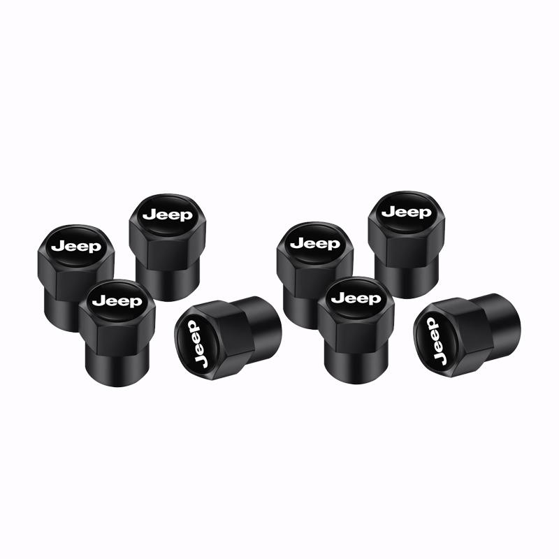 Car Tire Wheel Valve Caps Cover Leather Key Chain Ring Keychain For Jeep Grand Cherokee Wrangler JK Gladiator Compass Renegade W AMR1