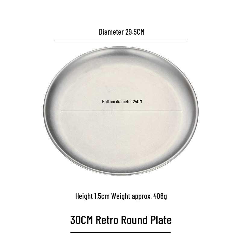Gold Round 304 Stainless Steel Korean BBQ and Cake Tray