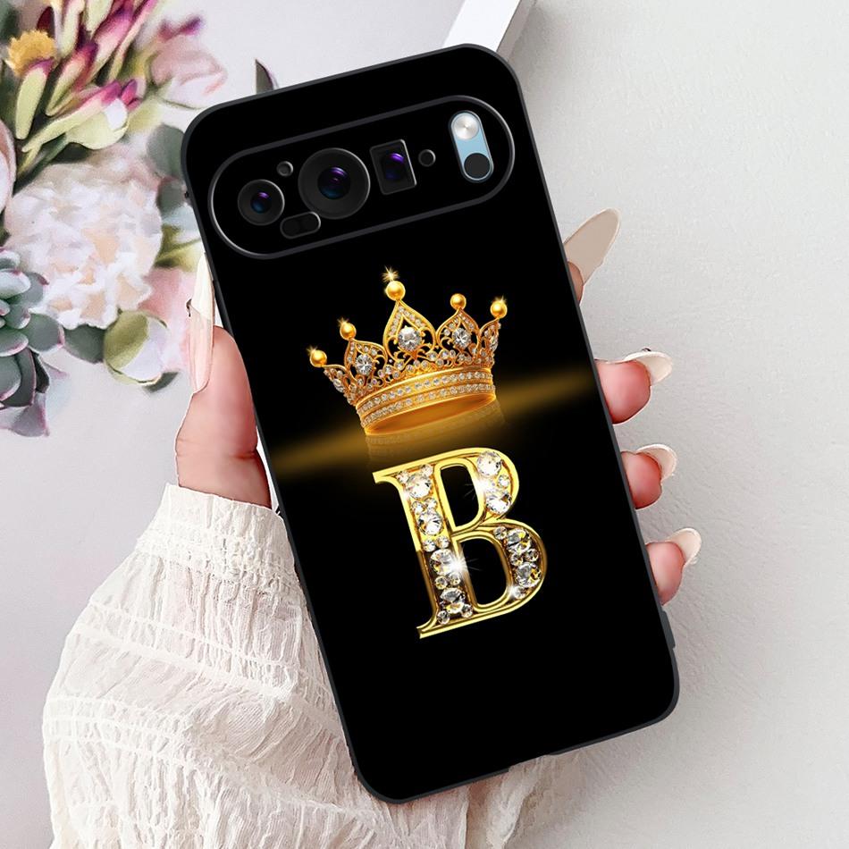 For Google Pixel 9 Pro 9a Pixel9 Fashion New Crown Letter Phone Case For Google Pixel 9 Pixel9a 9Pro Black Silicone Soft Cases