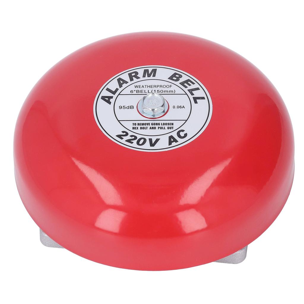 Fire Alarm Bell Electric Metal Round 6in 95db 220V Accessory for Home Hotel Boat