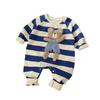 Levinjia Baby Strampler mit Streifen und kleinem Bären - Langarm-Body für Jungen und Mädchen für Frühling/Herbst