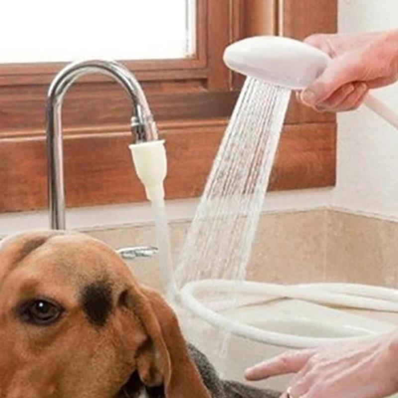 Pet Portable Sink Hose Faucet Sprayer Dog Shower Attachment with Worm Dog Shower Bath Head Spray Drains Strainer Multifunctional