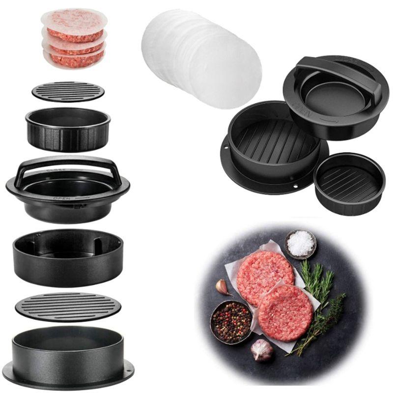 

AEE2-Non-Stick Burger Press Patty Mold With 100 Patty Papers,Round Meat Pie Press, Manual Hamburger Meat Press Mold чёрный