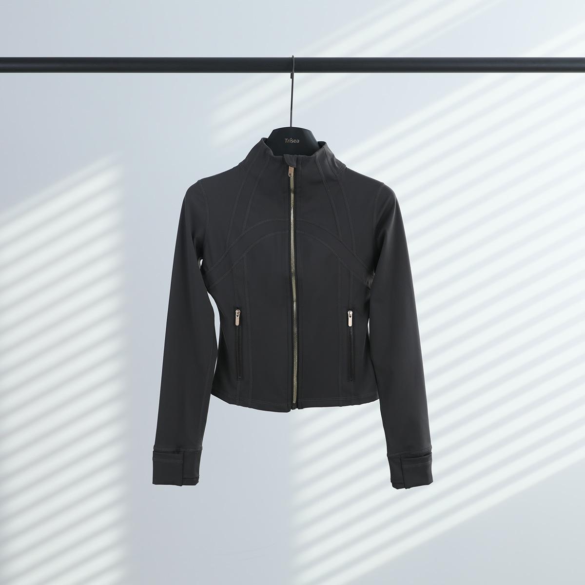 Women s Slim-Fit Gold Zipper Stretch Yoga Fitness Jacket 12/XXXL
