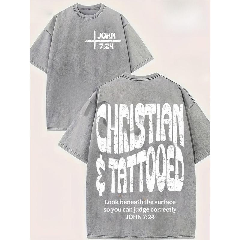 The CHRISTIAN & TATTOOED John 7:24 Pattern Printed Street Style Washed T-Shirt, Weighing, from The Orca BBB Brand, Is Ideal for Casual Outings