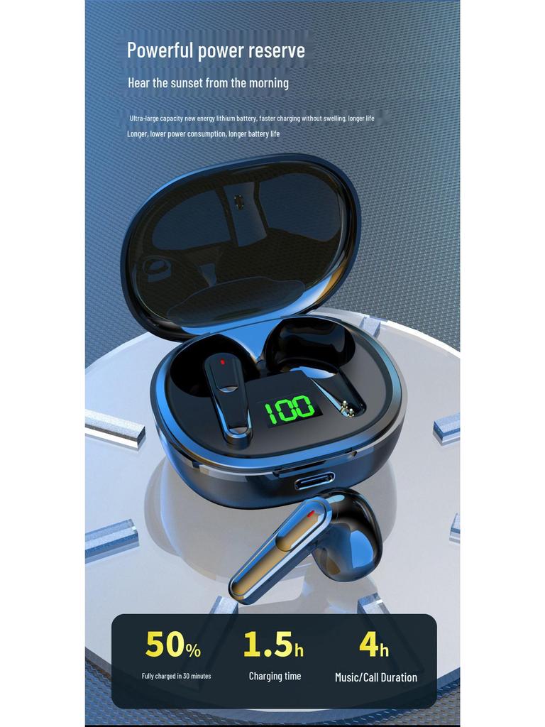 Fones de Ouvido Bluetooth 5.0 TWS com Display Digital, Cancelamento de Ruído ENC, Modelo PRO50