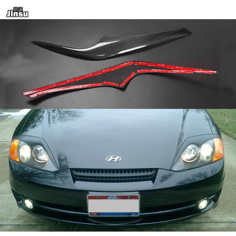Carbon Fiber Headlight eyelid cover decorative sticker For Hyundai Coupe 2003 - 2005 FX 2.0 2.7 Sport style car front eyebrow