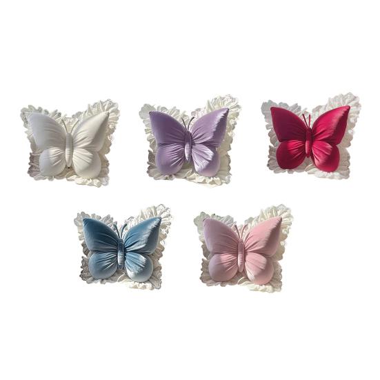 Butterfly Throw Pillow Plush Butterfly Shaped Pillow with Lace Edge Decorative Cute Stuffed Hugging