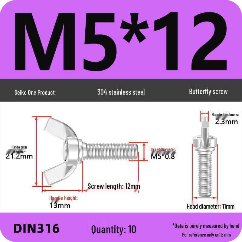 304 Stainless Steel Hand-Tightening Butterfly Weld Screws - Ram Horn M4 M5 M6 M8
