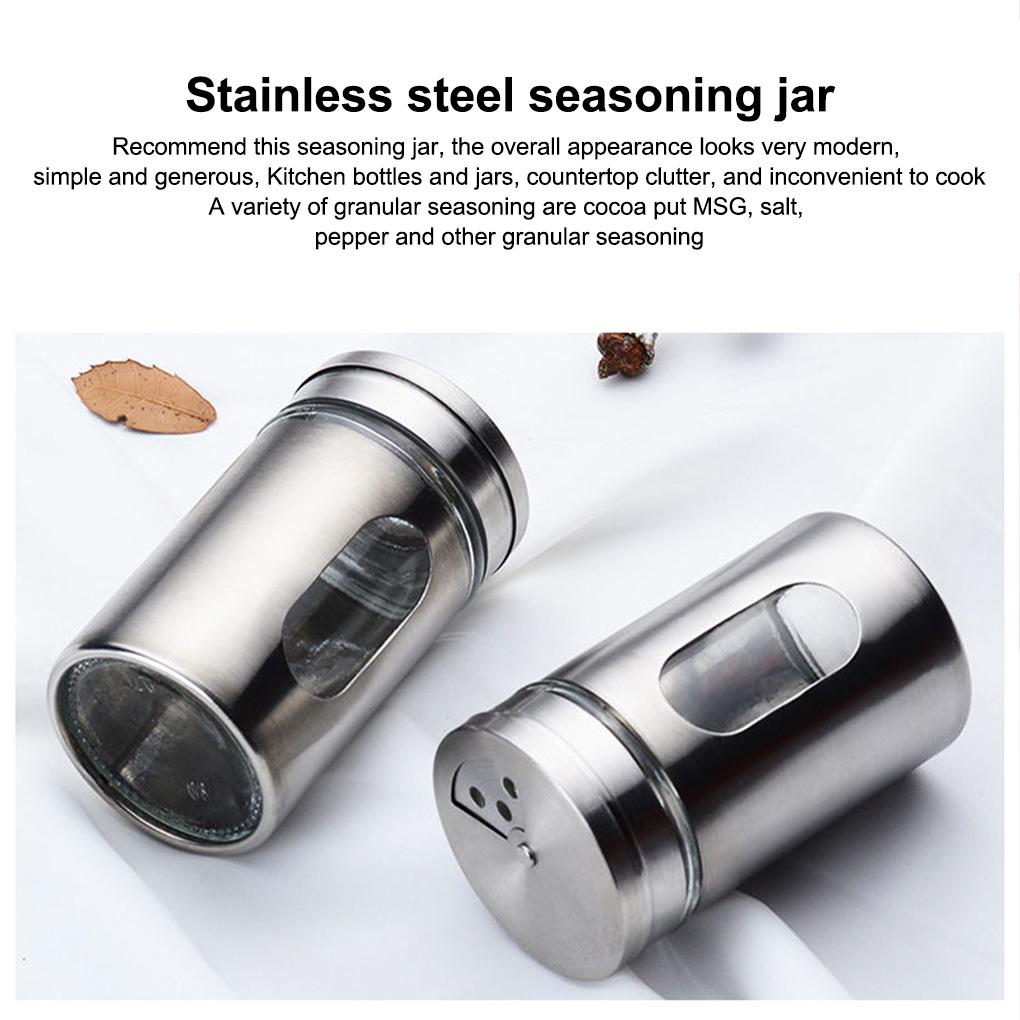 Spice Shaker Stainless Steel Pepper Seasoning Jar Cooking Baking Bottle Condiment Powder Container Toothpick Holder Gadget