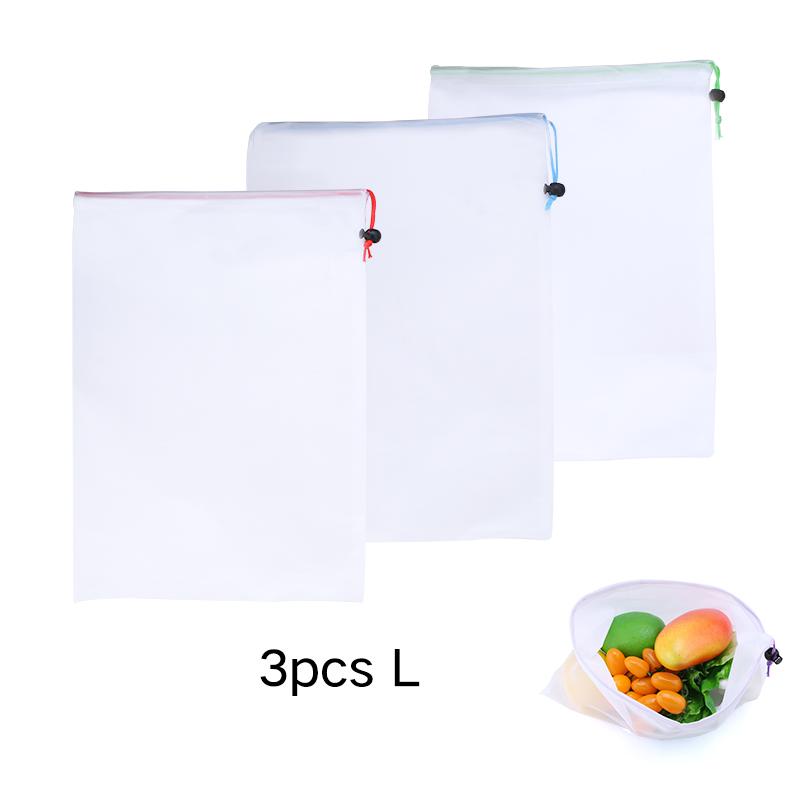 3/9/15pcs Fruit Vegetable Storage Mesh Bags Reusable Net Bags Kitchen Food Organizer Washable Toys Grocery Storage Packaging Bag