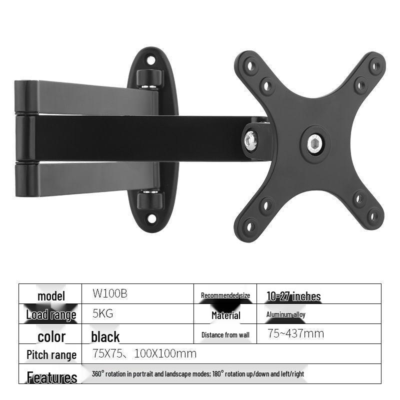 Universal Adjustable LCD Monitor & TV Wall Mount with Retractable, Rotating Arm