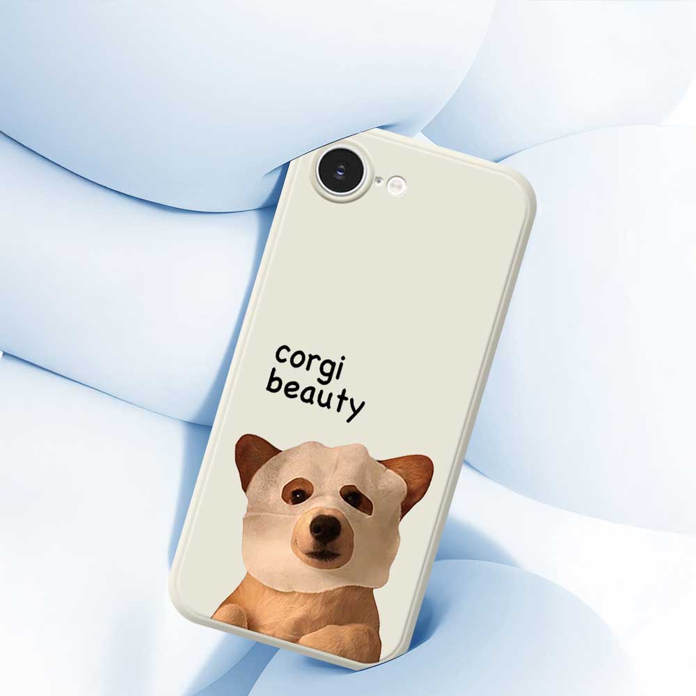 For iPhone 16e Case Cute Corgi Beauty Pattern Printing Straight Edge TPU Phone Back Cover