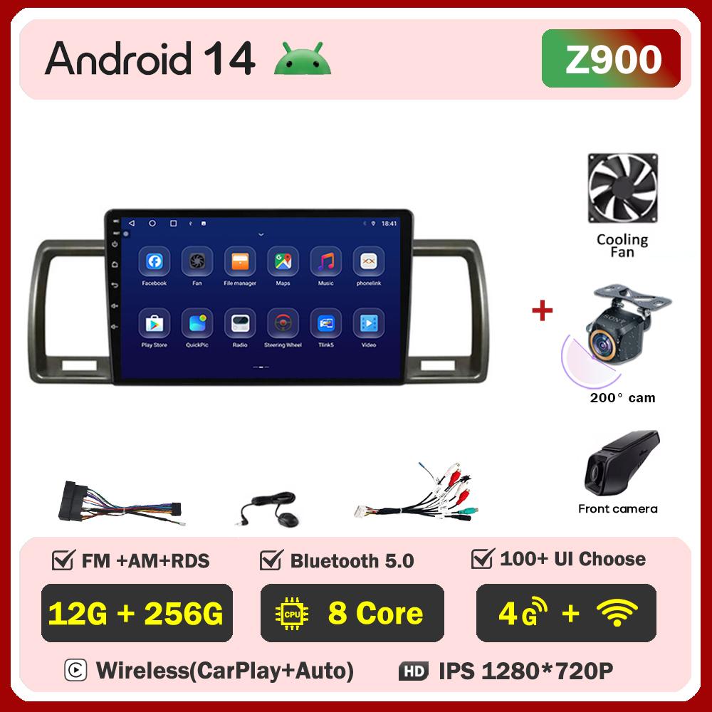 Car Multimedia Player For Toyota Hiace 2010 2011 2013-2018 Car Radio Player Intelligent Car Systems GPS Navigation Android 14