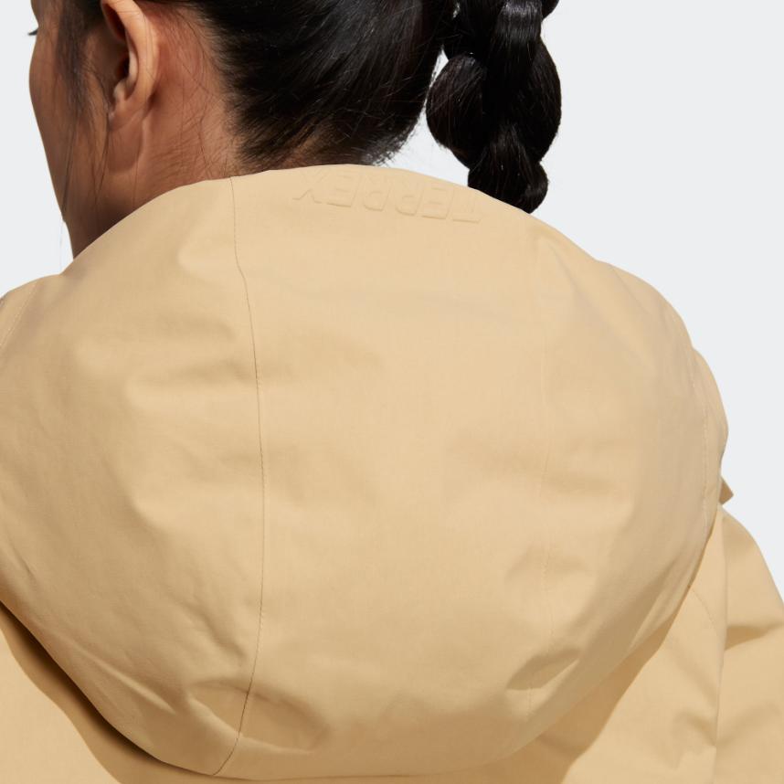 Adidas Ensfarvet Merkelogo Glidelås Hette Dunjakke Dame Yttertøy Khaki HN2002