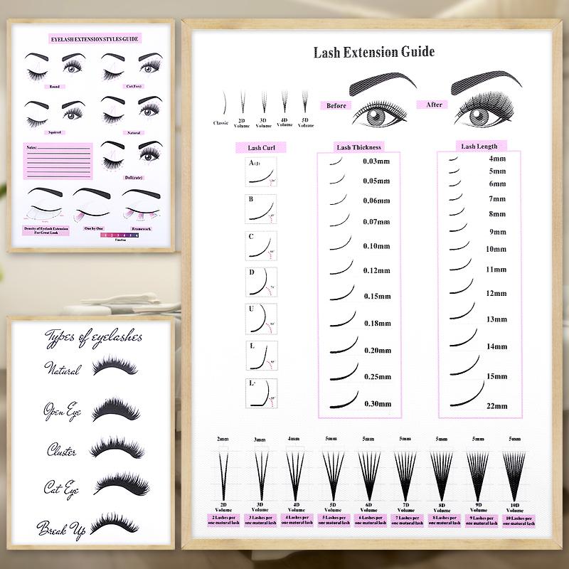 Poster Decorazione Ciglia Guida Modulo Estensione Ciglia per Salone di Bellezza Trucco Parete Arte Pittura Decorazione Ciglia Innestate