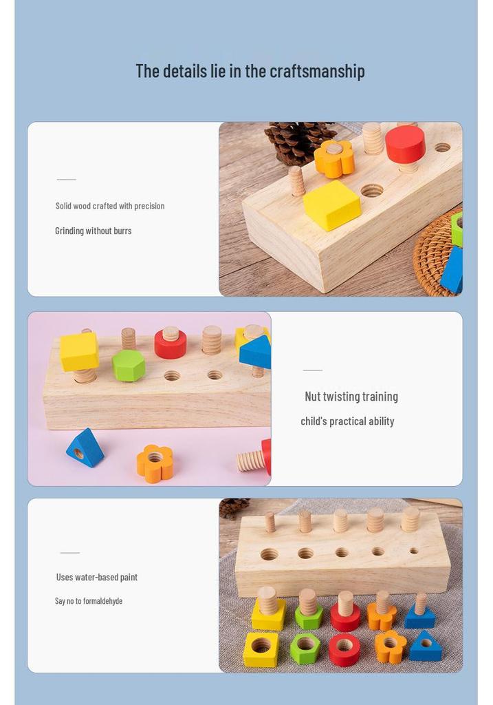 Educational Wooden Toy: Develop Cognitive & Fine Motor Skills with Colorful Nut-Shaped Pegs