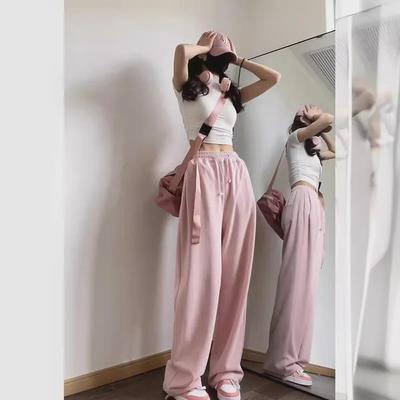 Roze Dames Sweatpants Sweet & Spicy - Streetstyle Losse Pasvorm voor Lente & Herfst.