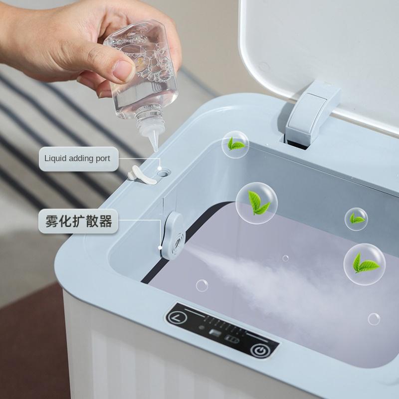 18Lnew Luminous Intelligent Automatic Induction Trash Can Kitchen Living Room Toilet Spray Disinfection Folding Storage Box Home
